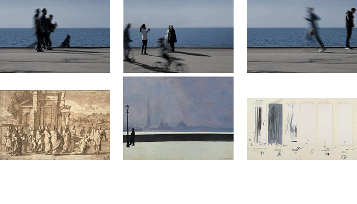 Christian Perret, Passant III. Nicolas Poussin, L'Ordre. Félix Valloton, La Neva - brume légère. Cy Twombly, Untitled (Treatise on the Veil) 