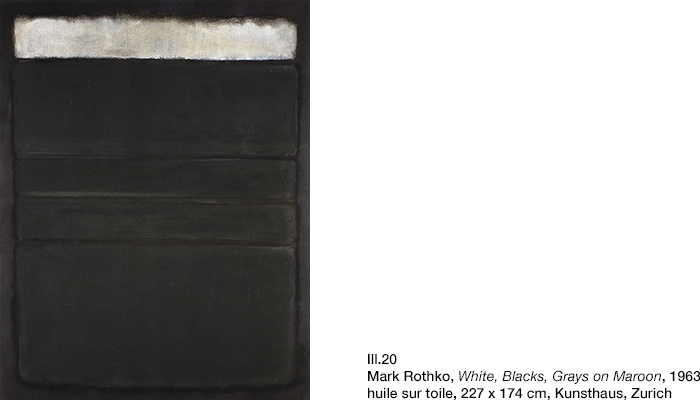 Rothko, White, Blacks, Grays on Maroon